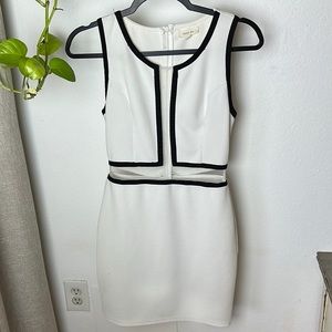 Just Me white dress with black cutout trim size small